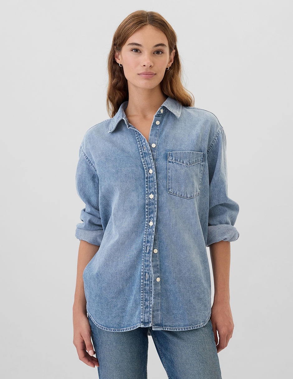 Camisa de algodón manga larga para mujer