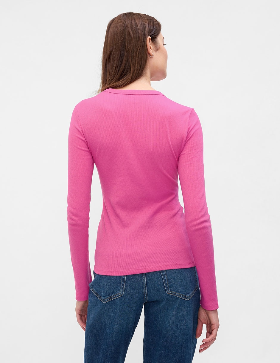 Playera maga larga cuello redondo para mujer 2