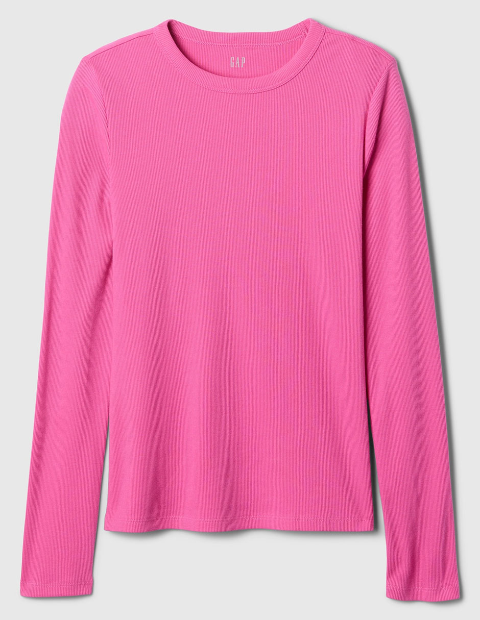 Playera maga larga cuello redondo para mujer 5