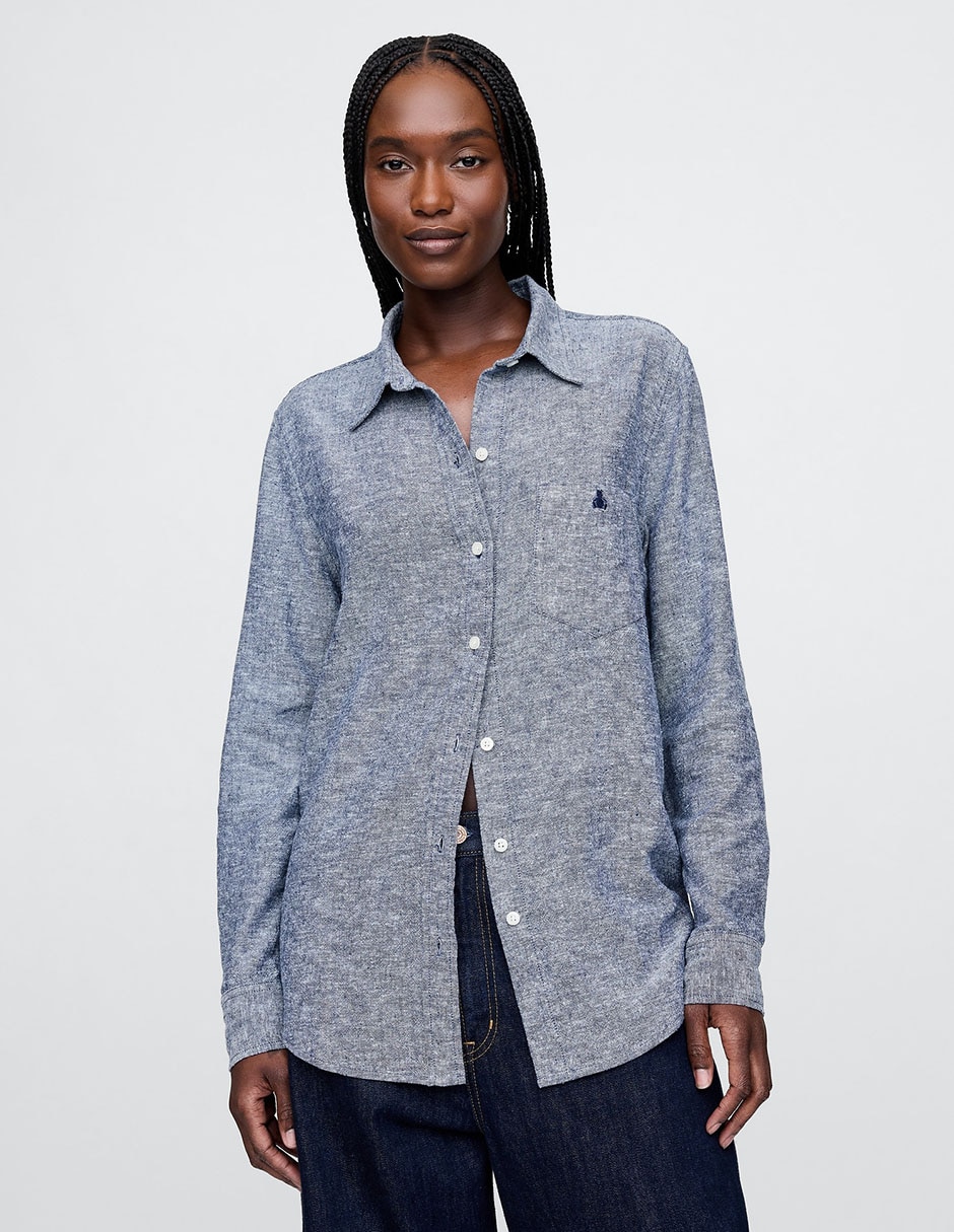 Camisa de lino manga larga para mujer Camisa de lino manga larga para mujer