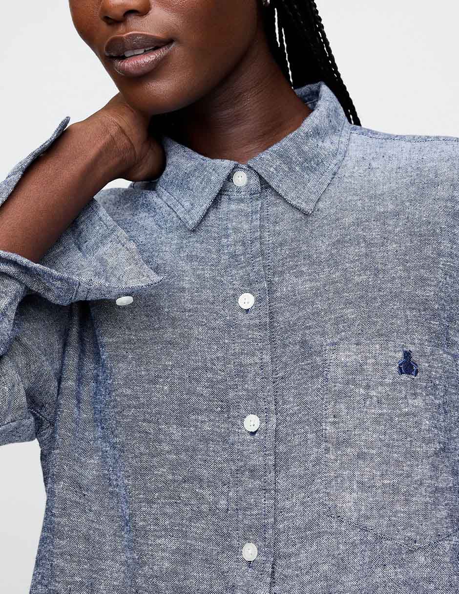 Camisa de lino manga larga para mujer 4