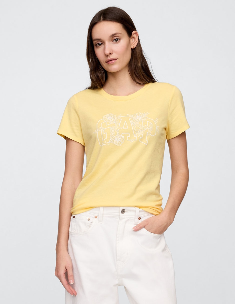 Playera manga corta cuello redondo para mujer