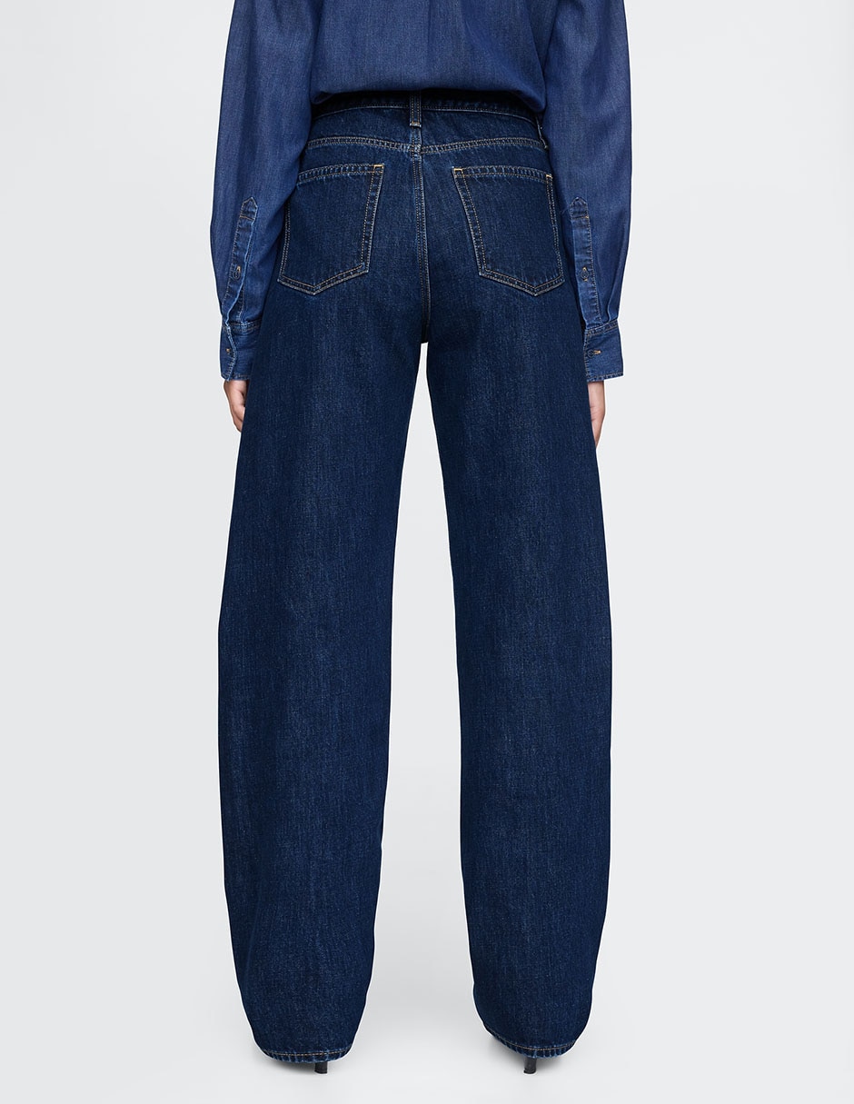 Jeans relaxed barrel corte cintura para mujer 3