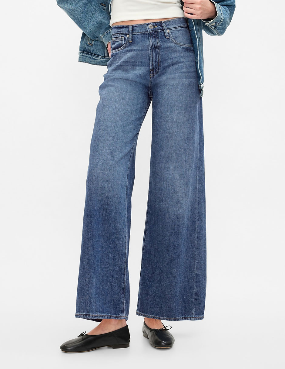 Jeans wide leg corte cadera para mujer Jeans wide leg corte cadera para mujer