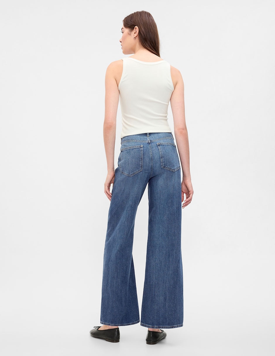 Jeans wide leg corte cadera para mujer 2