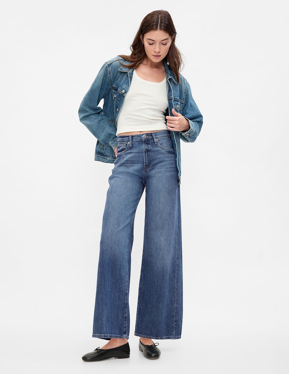 Jeans wide leg corte cadera para mujer 3