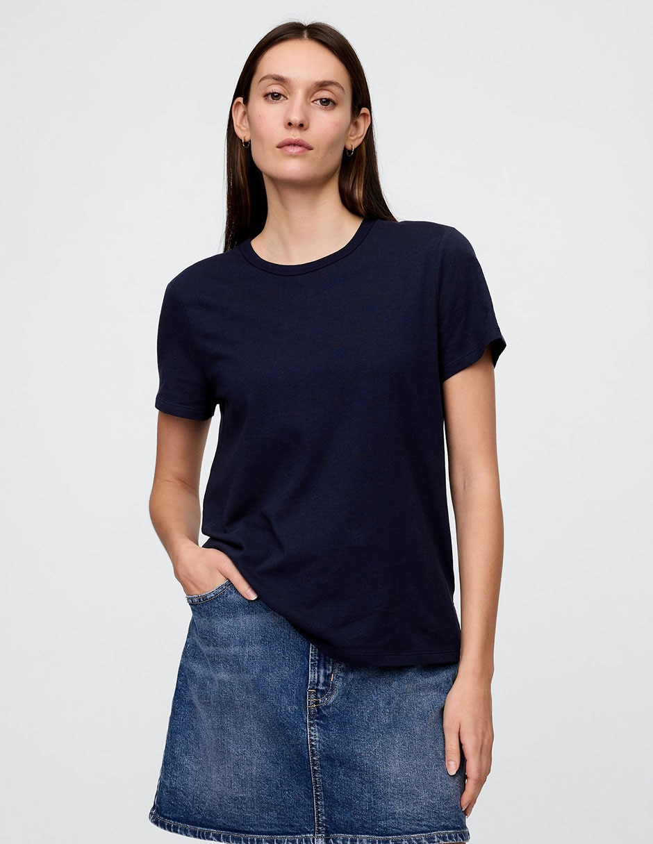 Playera manga corta cuello redondo para mujer