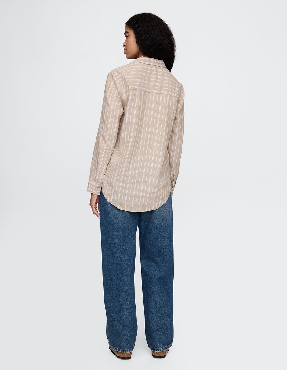 Camisa de lino manga larga para mujer 3