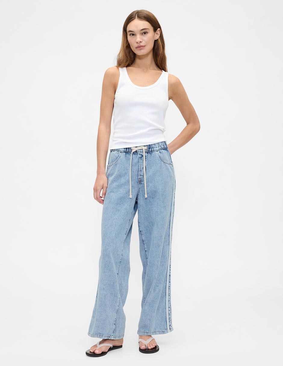 Jeans wide leg corte cintura para mujer 4