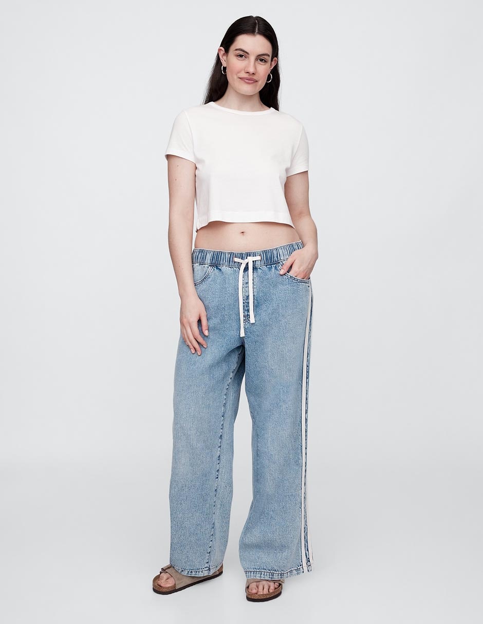 Jeans wide leg corte cintura para mujer 5
