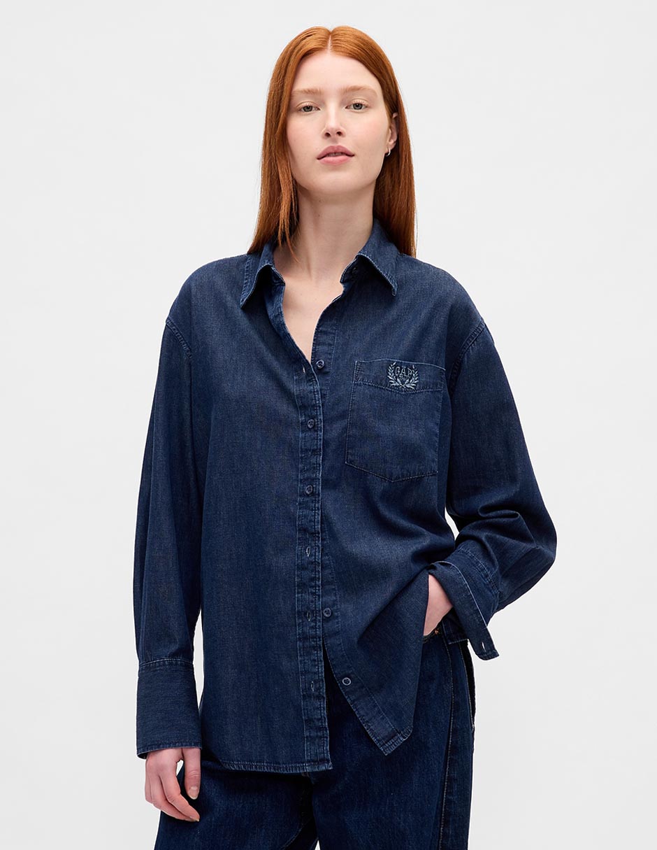 Camisa de algodón manga larga para mujer