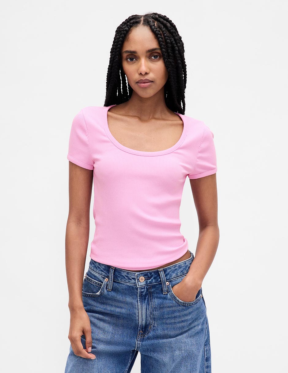 Playera manga corta cuello redondo para mujer Playera manga corta cuello redondo para mujer