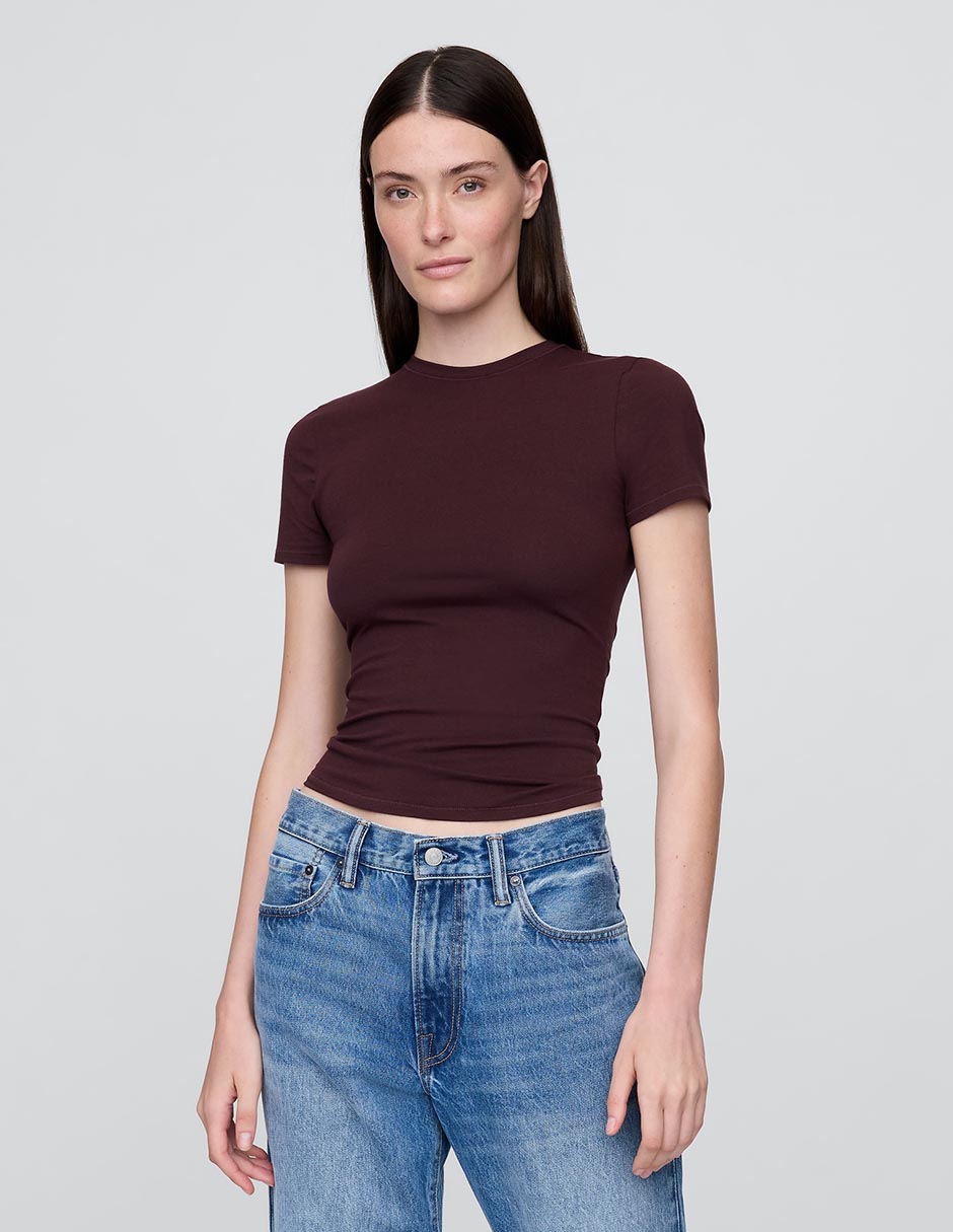 Playera manga corta cuello redondo para mujer Playera manga corta cuello redondo para mujer