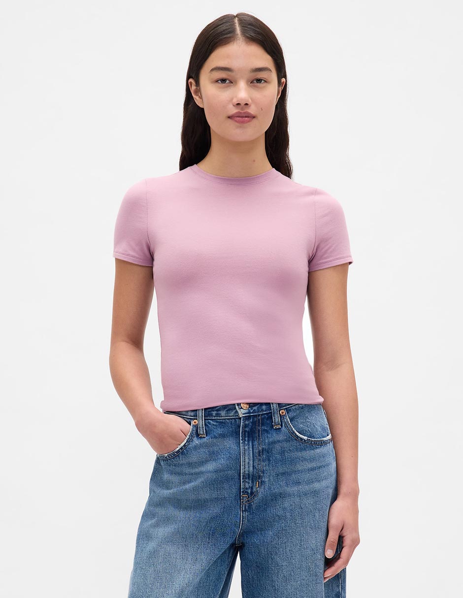 Playera manga corta cuello redondo para mujer Playera manga corta cuello redondo para mujer