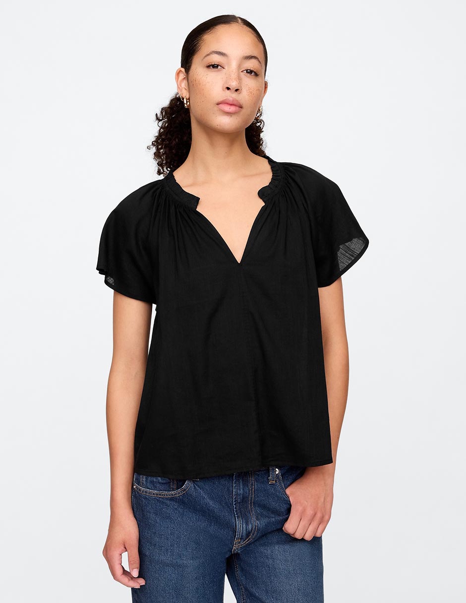 BLUSA GAP 728745 LISO CAP, M, NEGRO