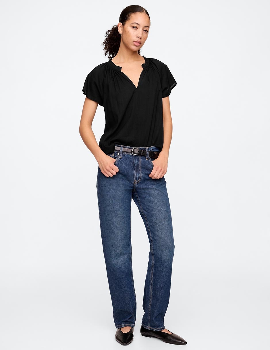 BLUSA GAP 728745 LISO CAP, M, NEGRO
