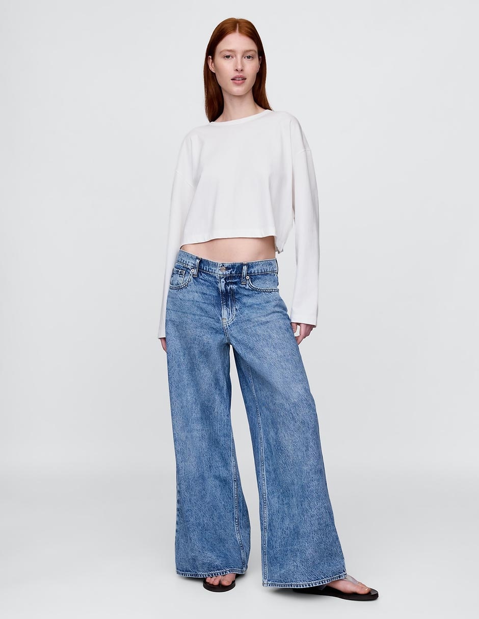 Jeans baggy corte cadera para mujer 1