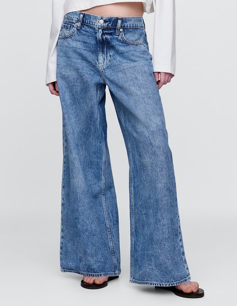 Jeans baggy corte cadera para mujer