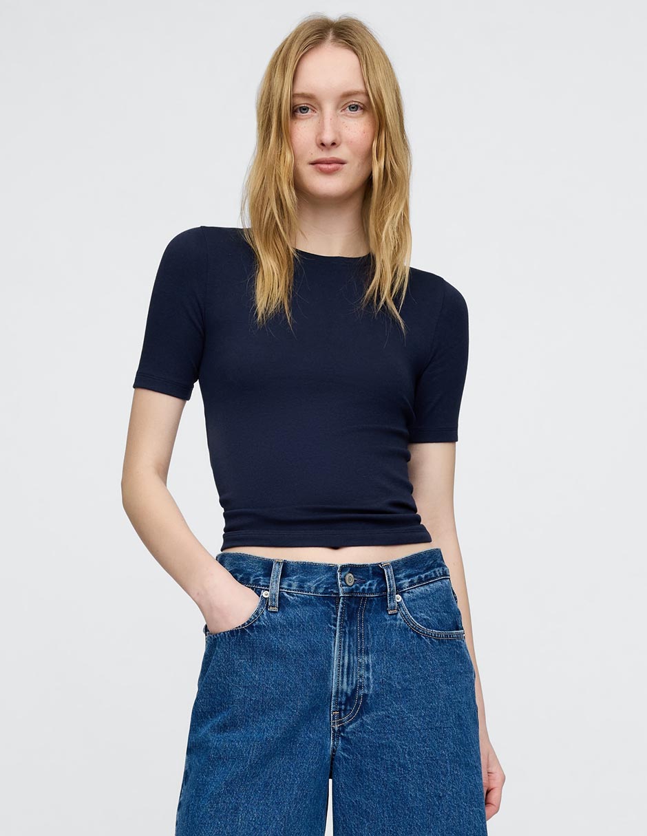 Playera manga corta cuello redondo para mujer