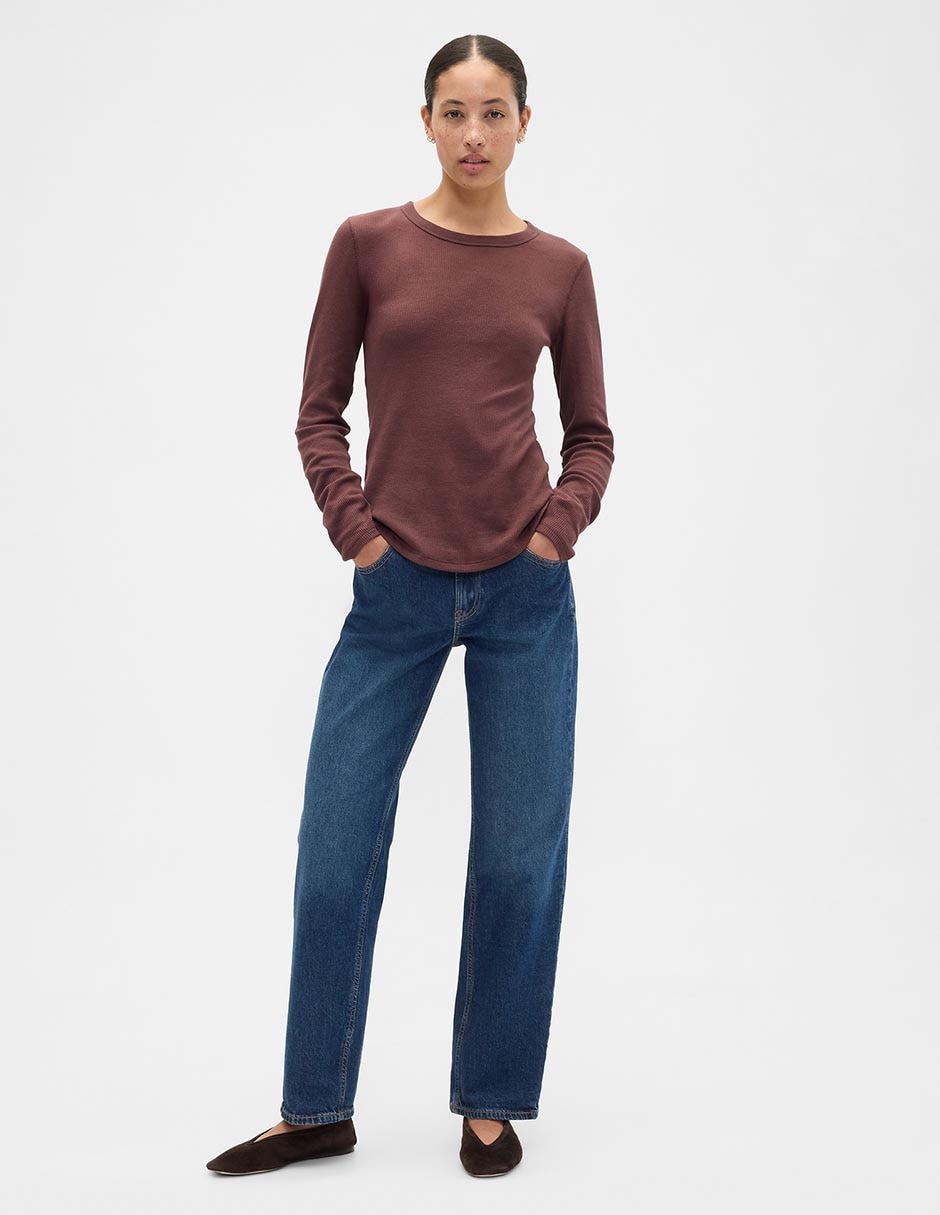 Playera manga larga cuello redondo para mujer 3