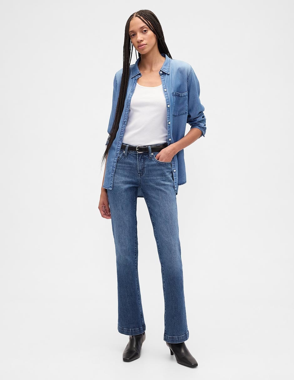 Jeans boot corte cintura para mujer