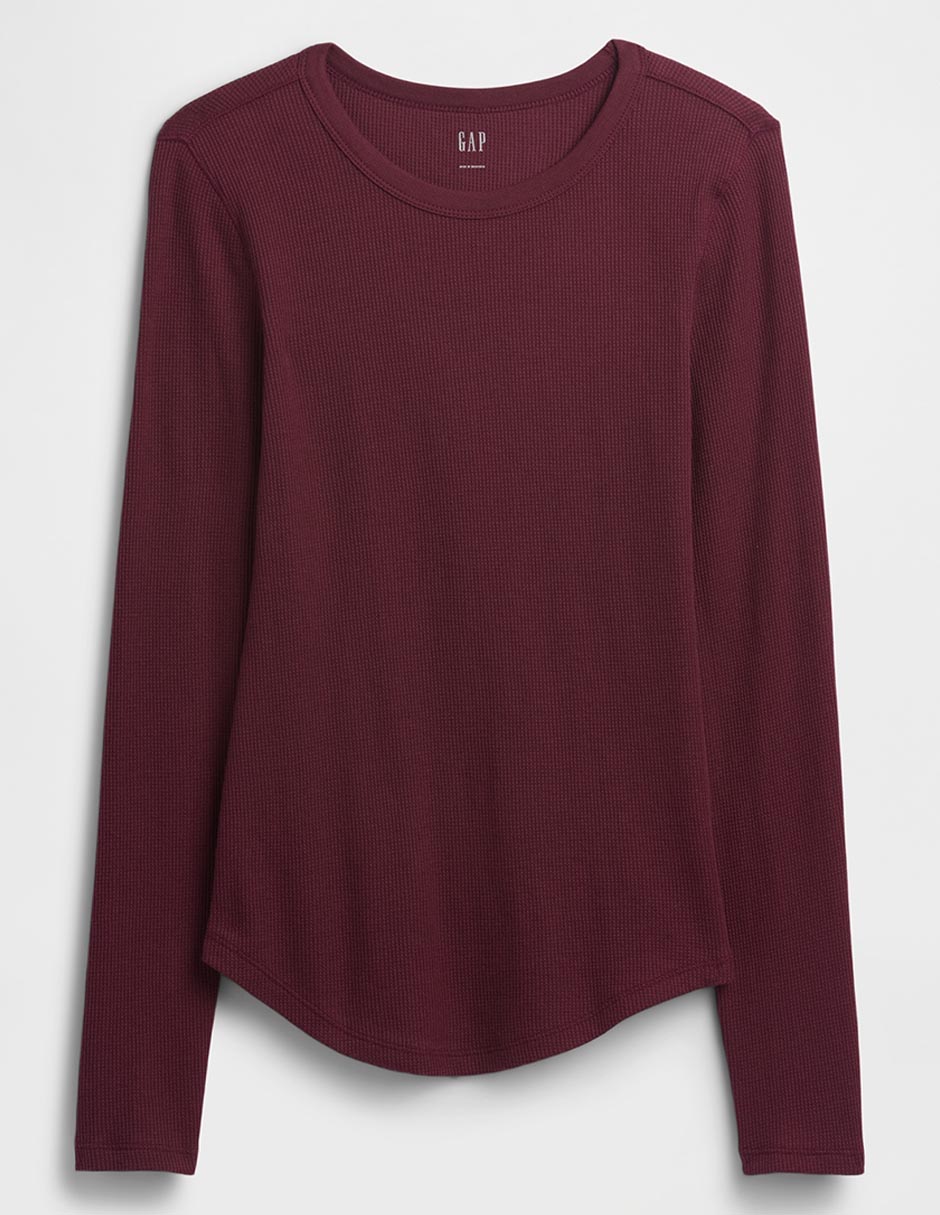 Playera manga larga cuello redondo para mujer