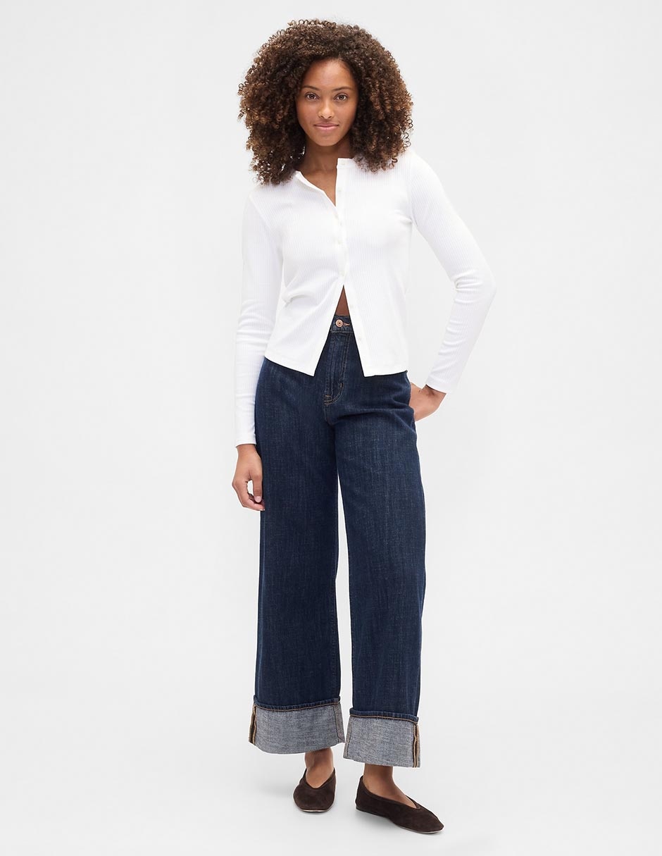 Jeans amplio corte cadera para mujer 2