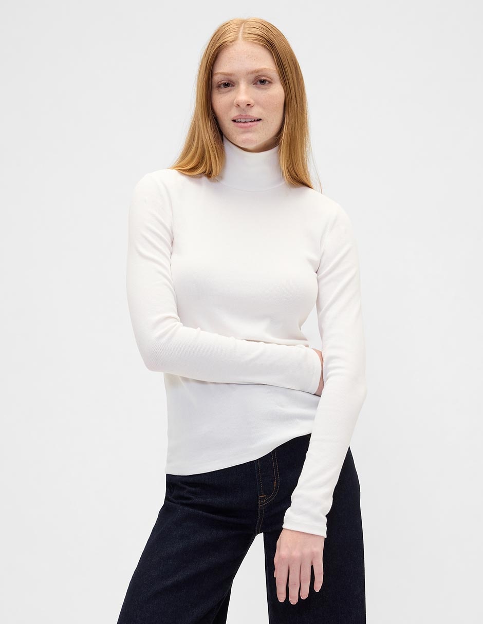 Playera manga larga cuello alto para mujer Playera manga larga cuello alto para mujer