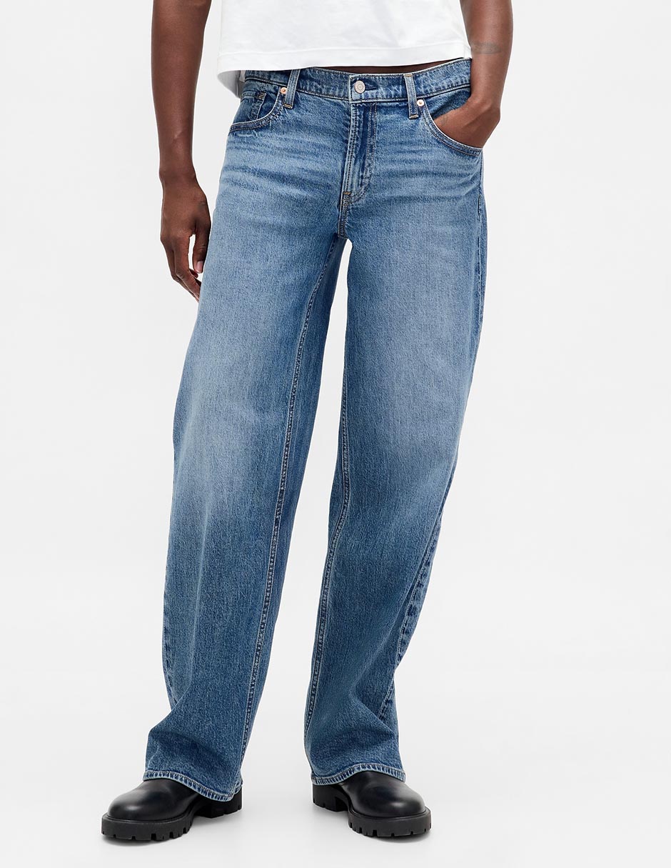 Jeans wide leg corte cadera para mujer 2