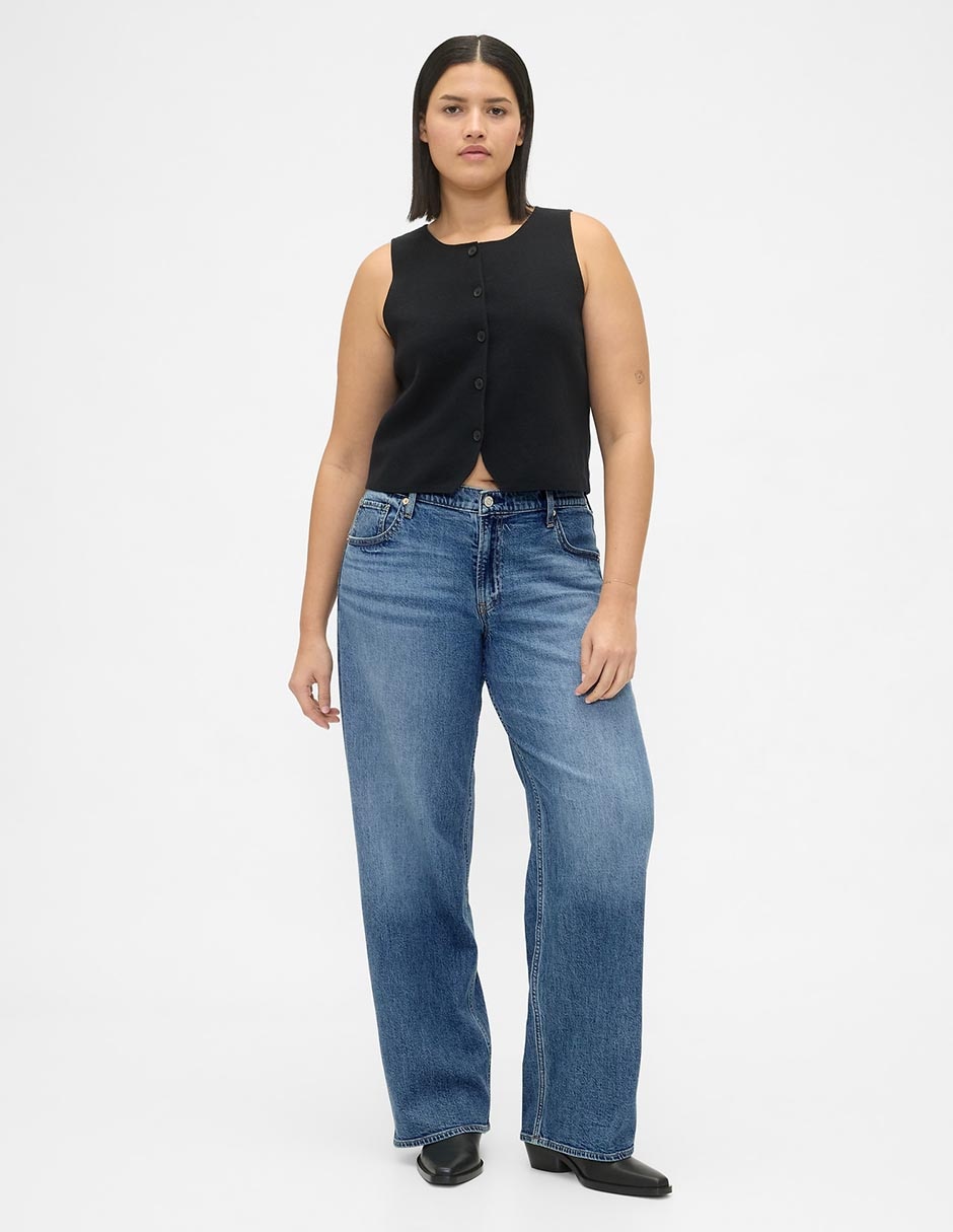 Jeans wide leg corte cadera para mujer 5