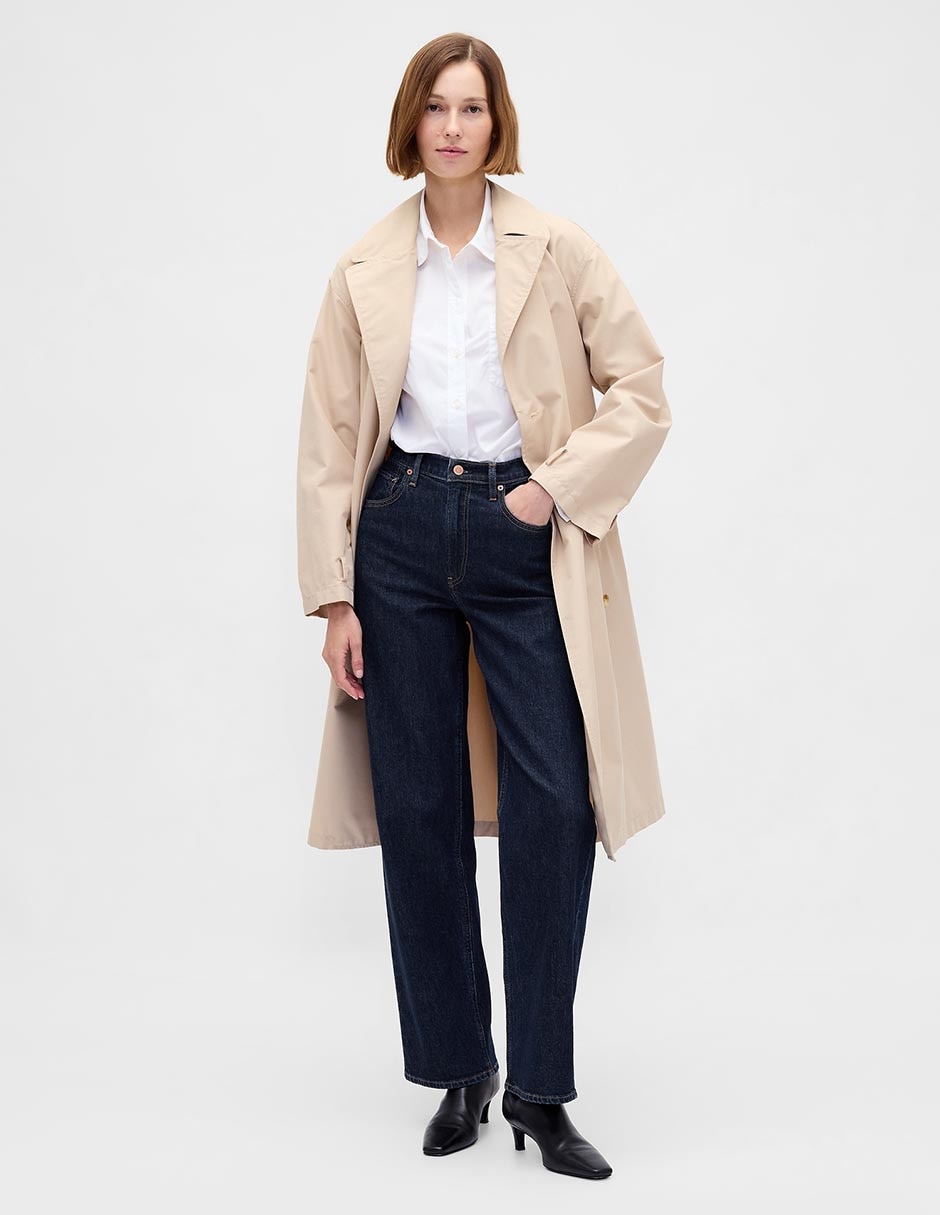 Jeans amplio corte a la cintura para mujer