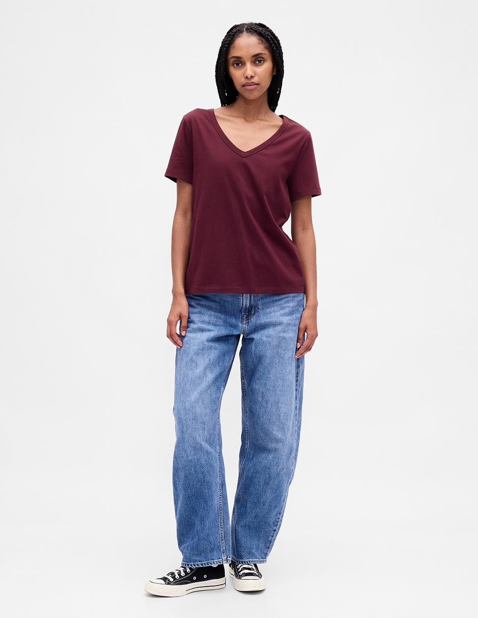 Playera manga corta Ultrasoft cuello V para mujer 3