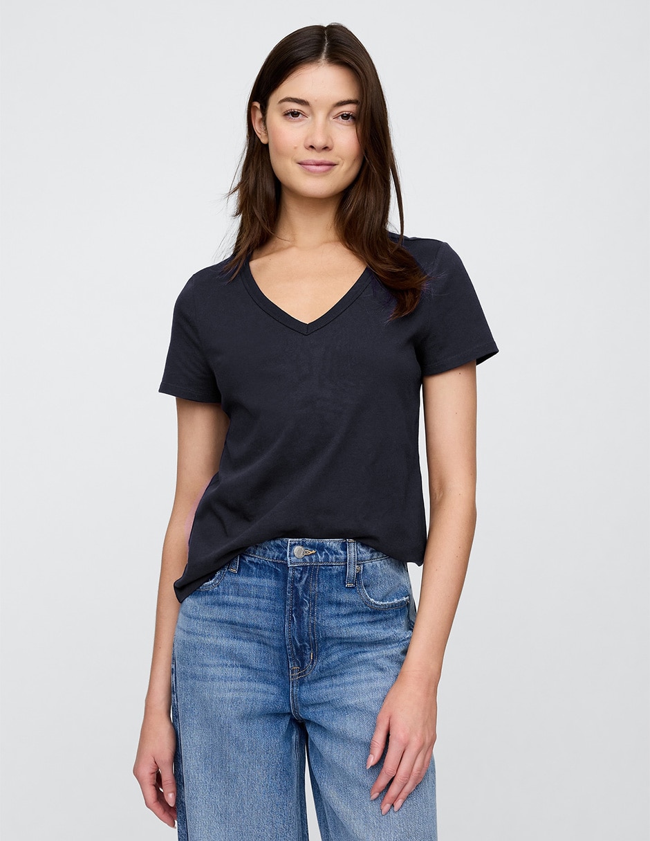 Playera manga corta cuello V para mujer Playera manga corta cuello V para mujer