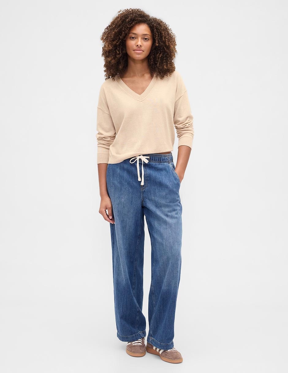 Jeans easy pant wide leg para mujer 2