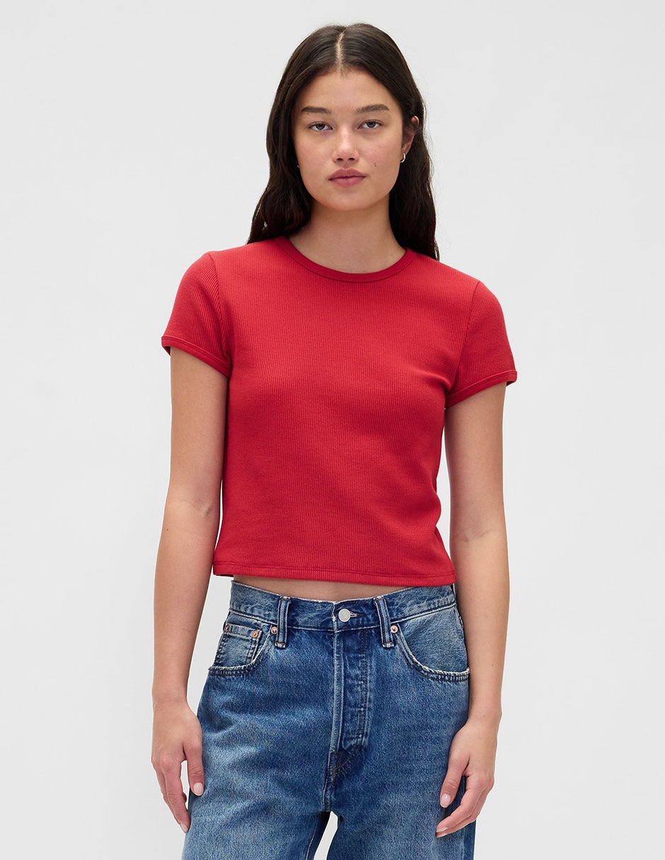 Playera manga corta cuello redondo para mujer