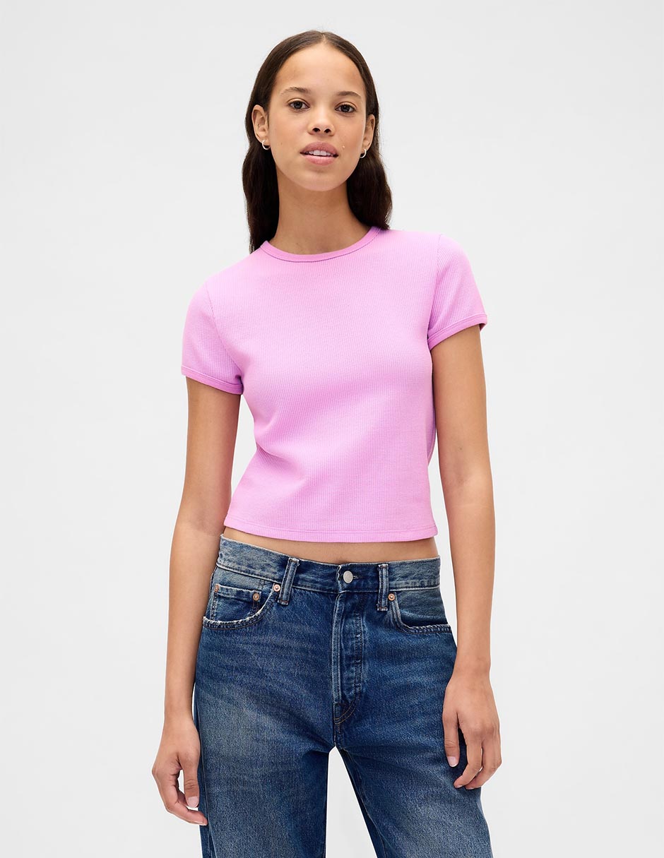 Playera manga corta cuello redondo para mujer Playera manga corta cuello redondo para mujer