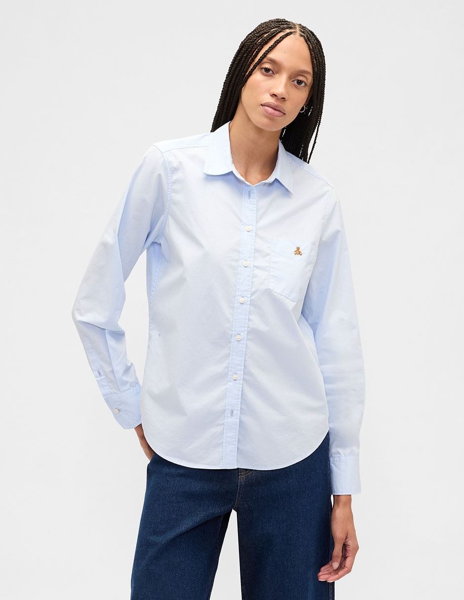 Camisa de algodón manga larga para mujer