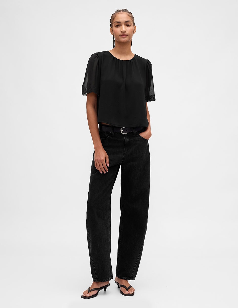 Blusa manga al codo para mujer