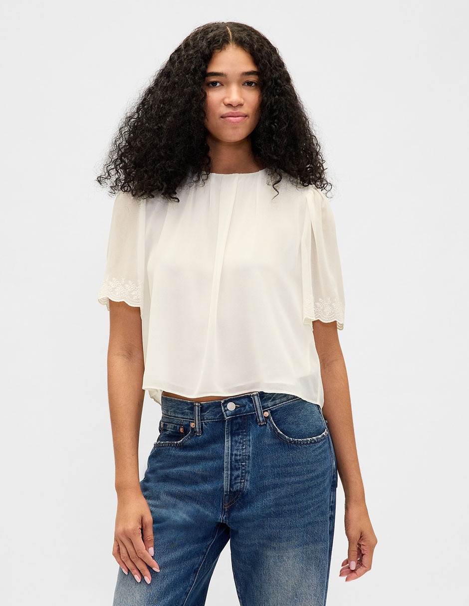 Blusa manga al codo para mujer