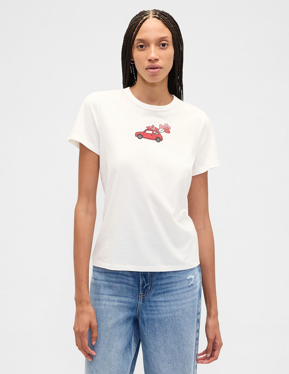 Playera manga corta cuello redondo para mujer