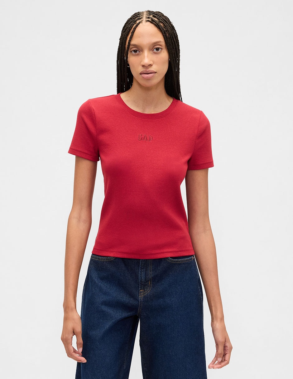 Playera manga corta cuello redondo para mujer