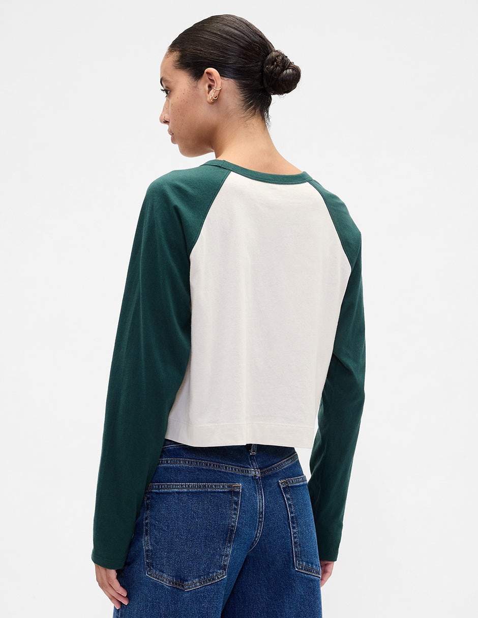 Playera manga larga cuello redondo para mujer 3