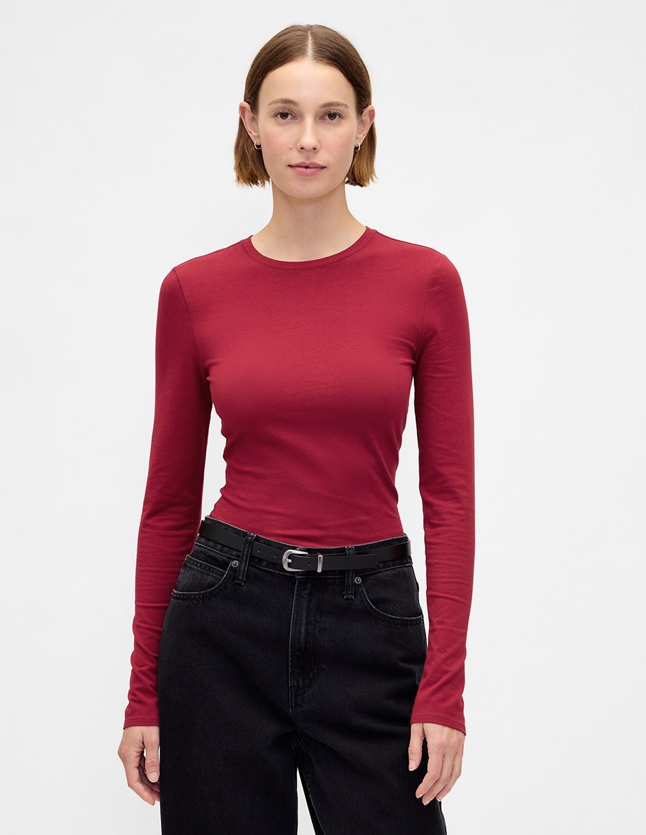 Playera manga larga cuello redondo para mujer Playera manga larga cuello redondo para mujer