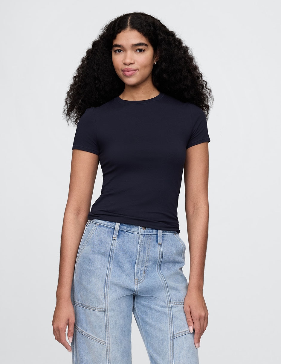 Playera manga corta cuello redondo para mujer