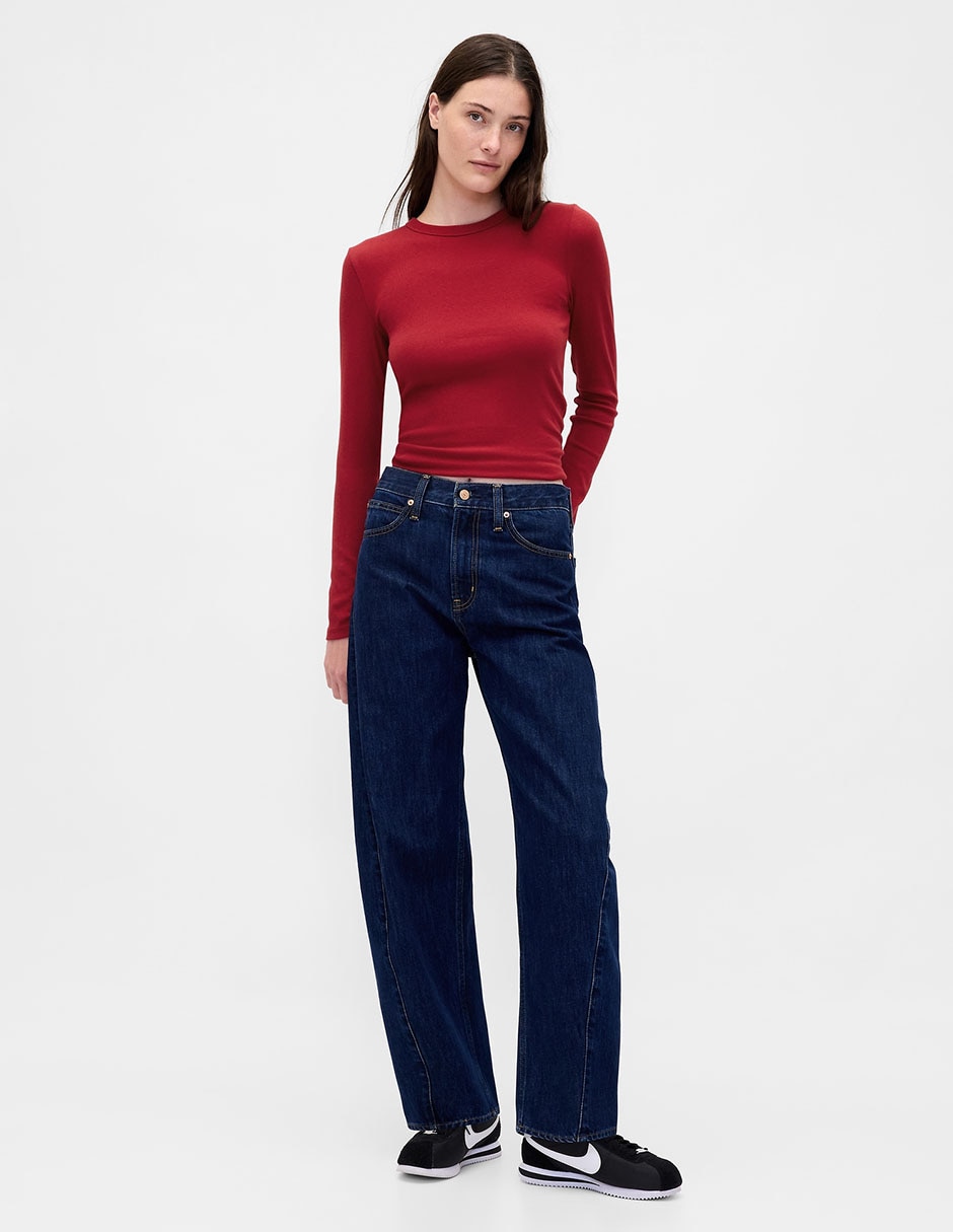 Playera manga larga cuello redondo para mujer 2