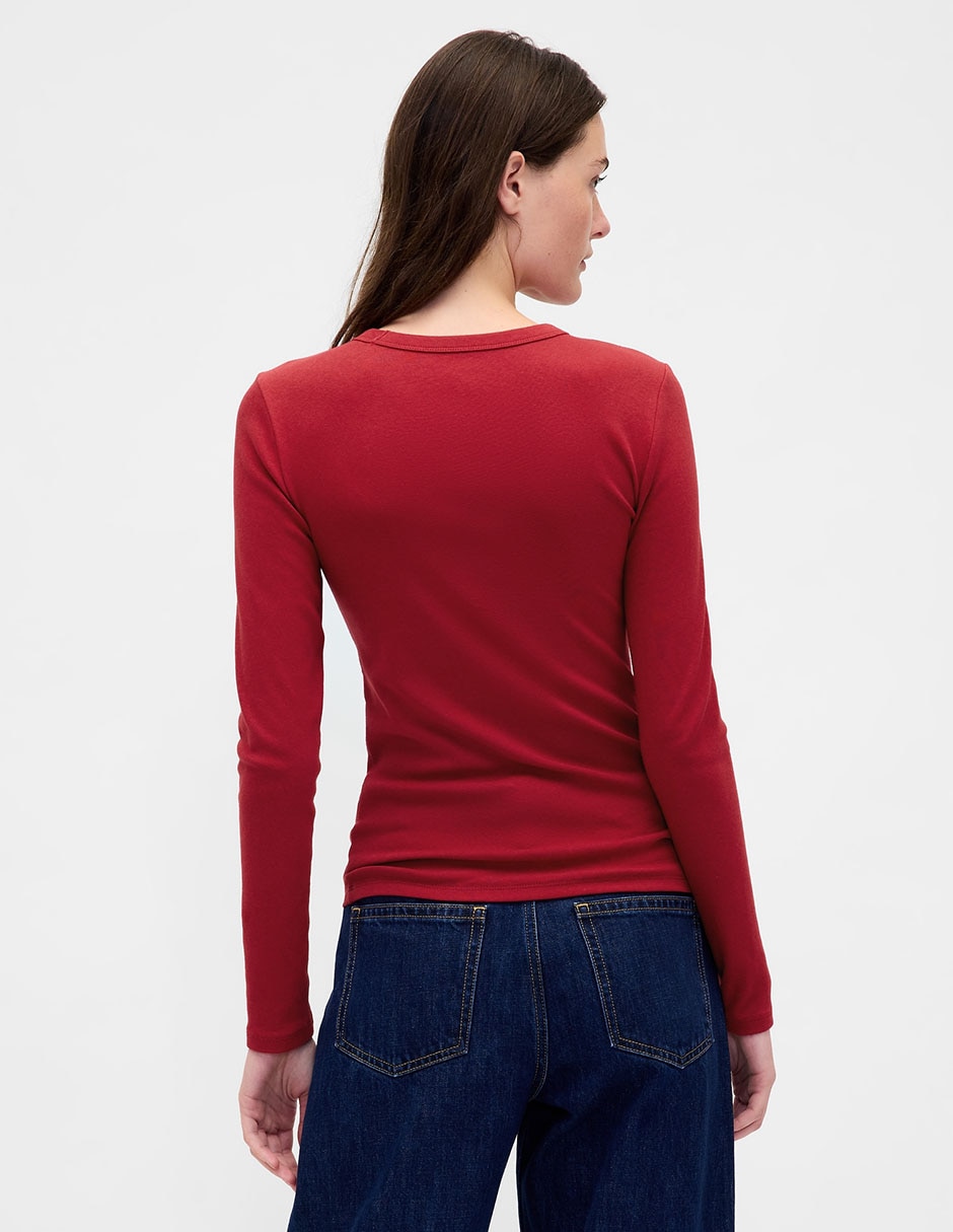 Playera manga larga cuello redondo para mujer 3