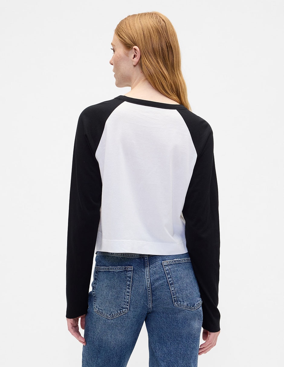 Playera manga larga cuello redondo para mujer 3