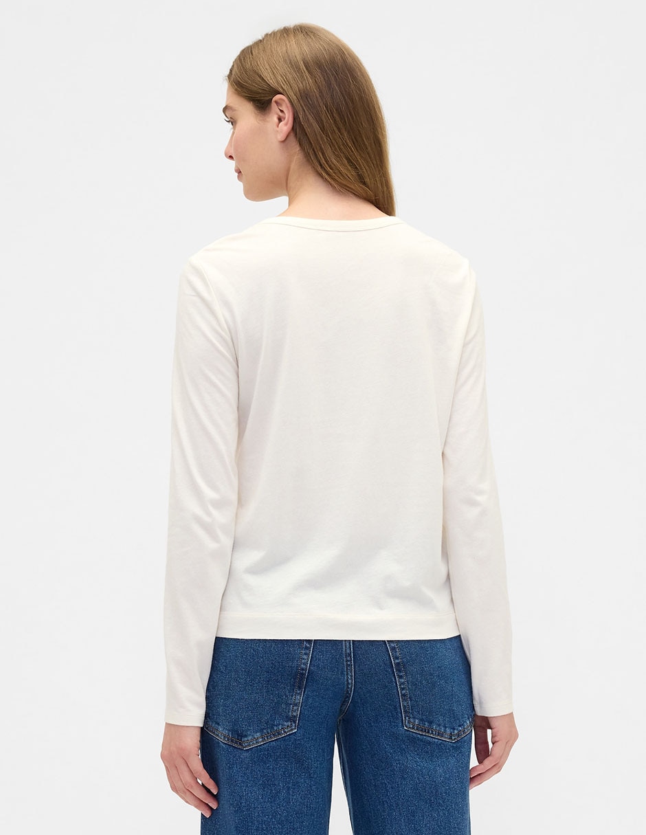 Playera manga larga cuello redondo para mujer 3