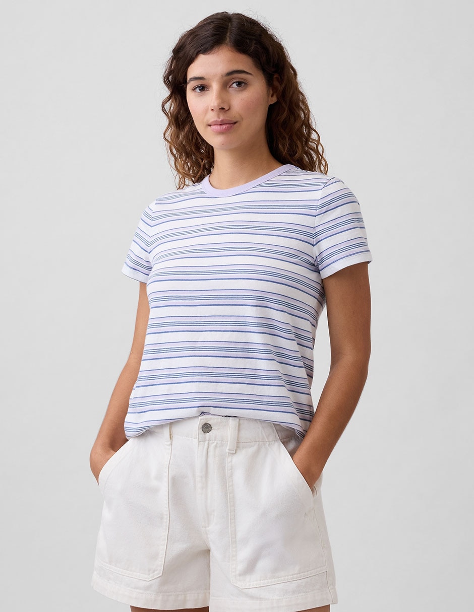 Playera manga corta cuello redondo para mujer