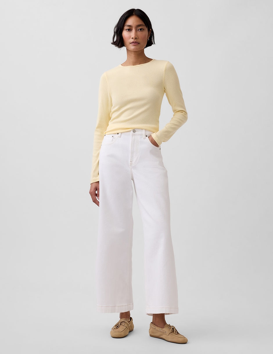 Jeans relaxed wide leg cintura alta para mujer